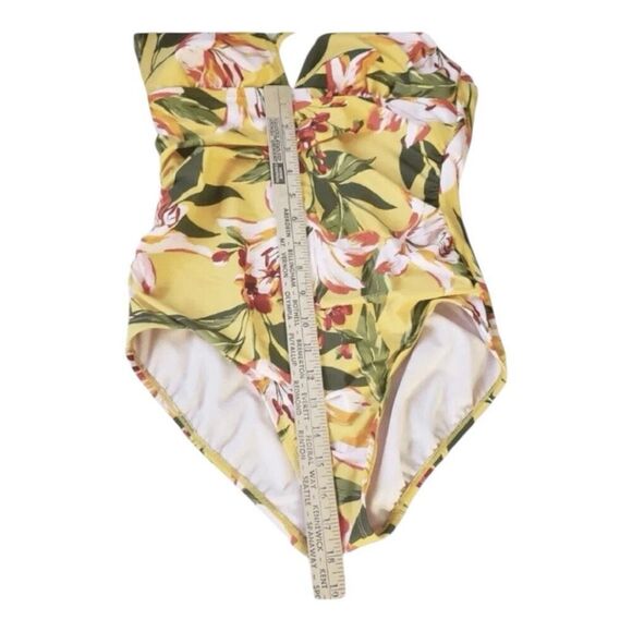 Kona Sol Women's Tortoise Ring High Coverage Swimsuit Yellow Floral Size M - Picture 5 of 13